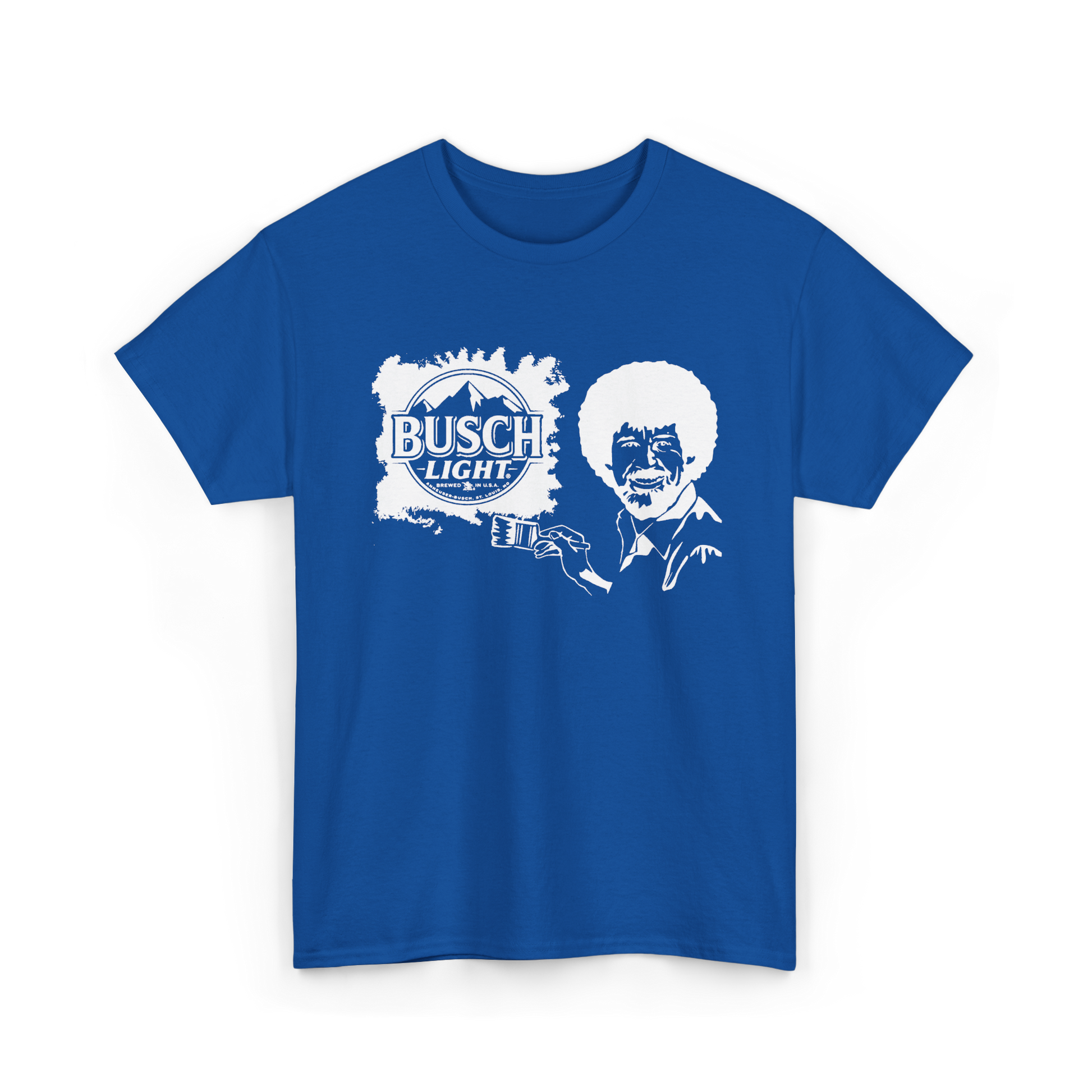 Bob Ross x Busch Light tee in Royal blue
