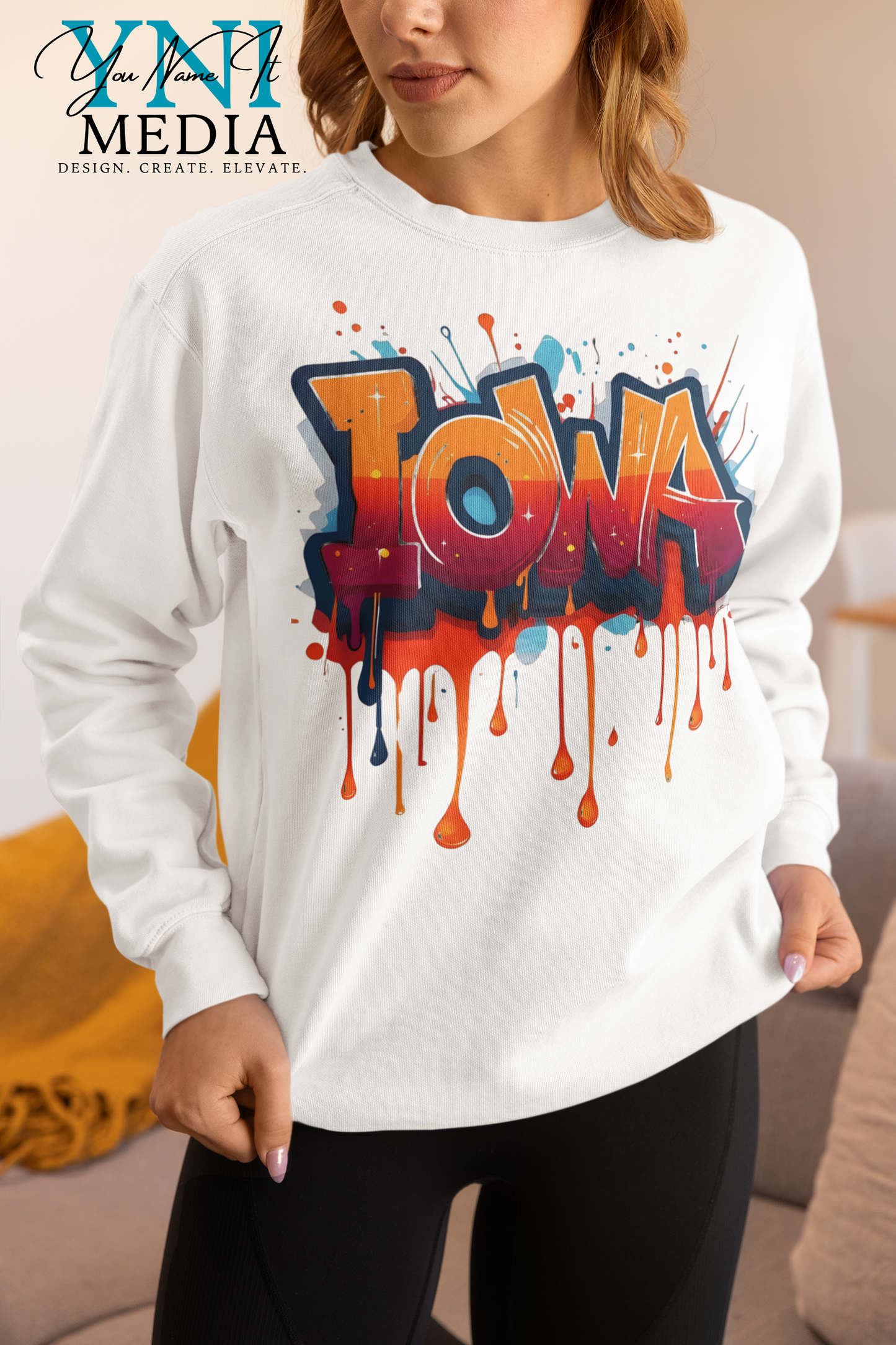 Iowa Graffiti Drip Sweatshirt - Comfort Colors Crewneck