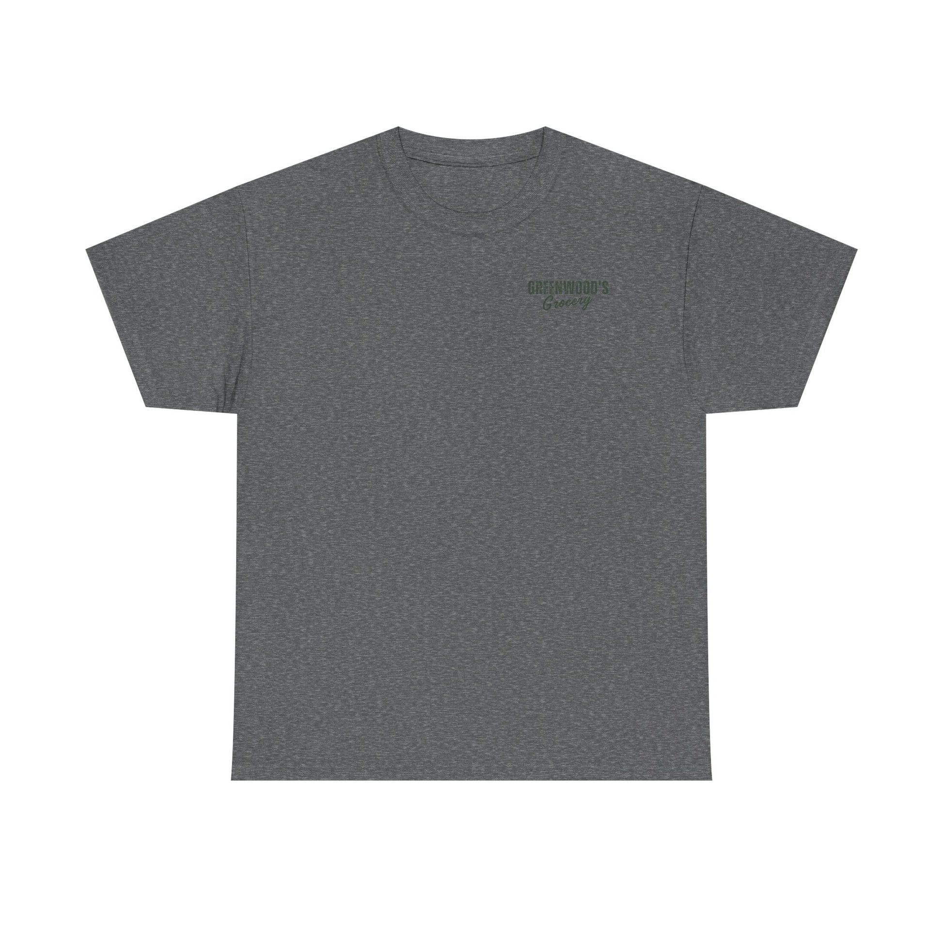 Greenwood's Grocery Vintage Truck tee in Graphite Heather, front view