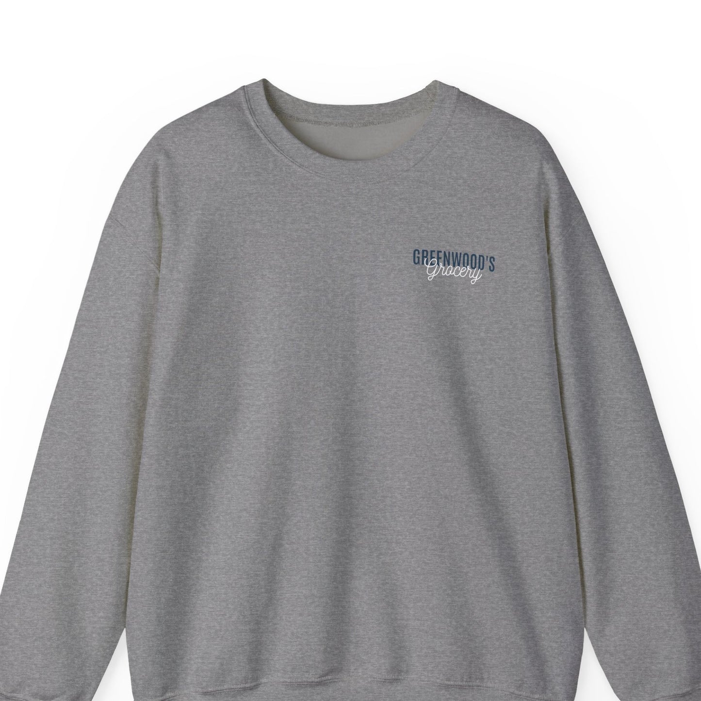Greenwood's Grocery Truck long sleeve in Sport Grey, front view