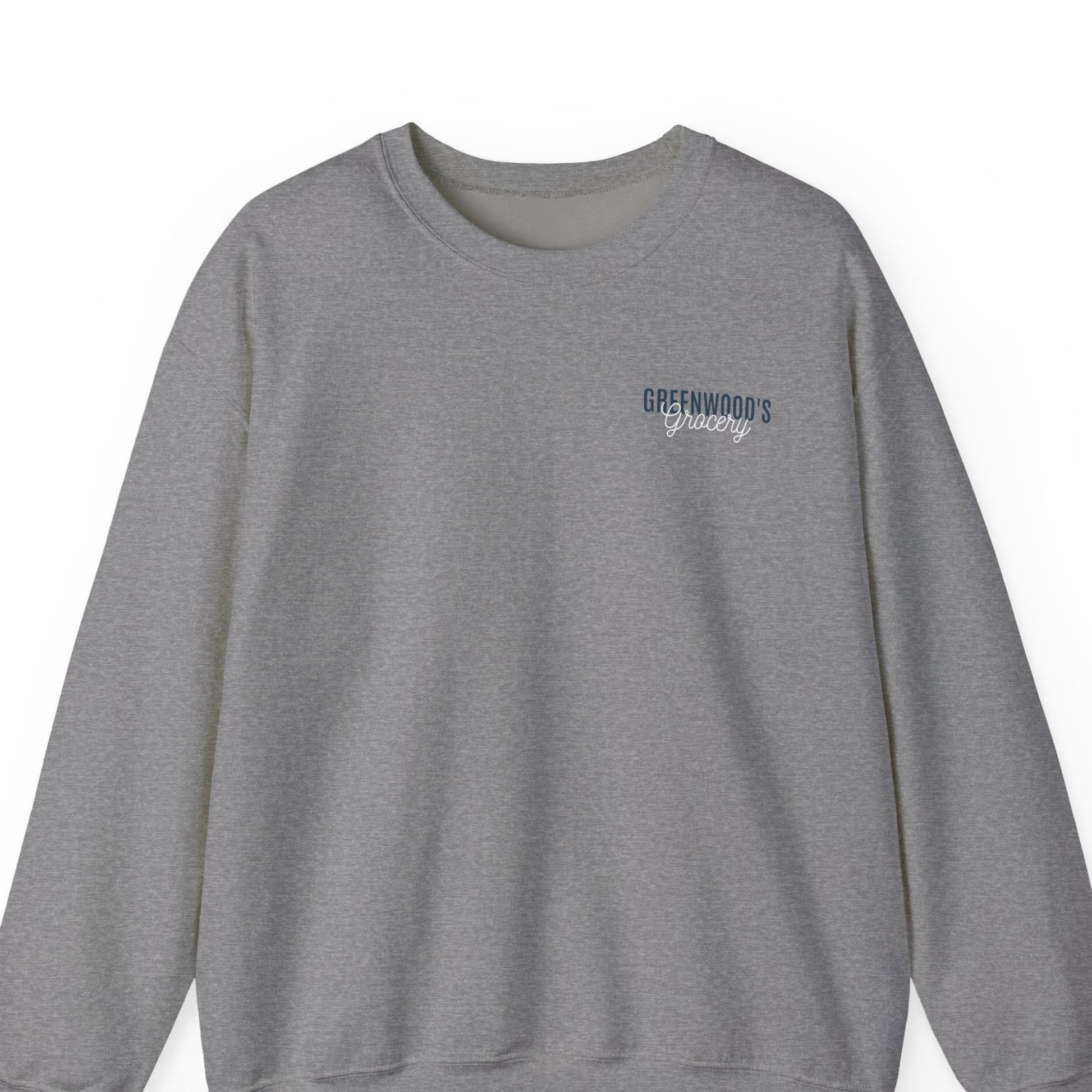 Greenwood's Grocery Truck long sleeve in Sport Grey, front view
