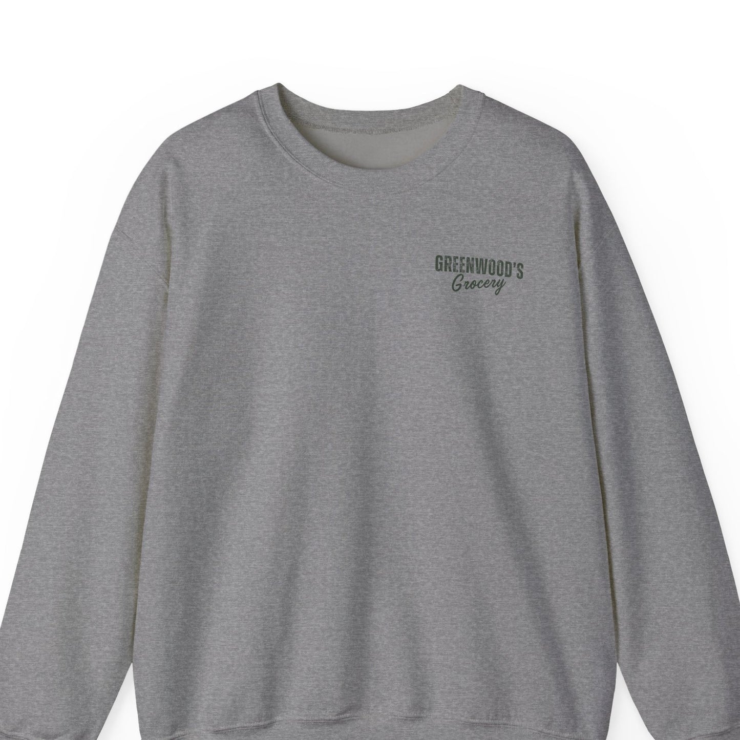 Greenwood's Grocery Vintage Truck long sleeve in Sport Grey, front view